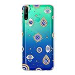 PrintiFy Huawei P40 Lite E ile Uyumlu 1mm Slim Fit Nazar Boncuğu 5 Baskılı Şeffaf Kılıf