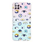 PrintiFy Huawei P40 Lite ile Uyumlu 1mm Slim Fit Nazar Boncuğu 2 Baskılı Şeffaf Kılıf