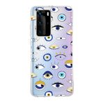 PrintiFy Huawei P40 Pro ile Uyumlu 1mm Slim Fit Nazar Boncuğu 2 Baskılı Şeffaf Kılıf