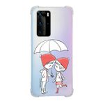 Printify Huawei P40 Pro Uyumlu Köşe Korumalı Antişok Kapak Aşk Tasarımlı Şeffaf Kılıf