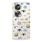 PrintiFy Huawei P50 Pro ile Uyumlu 1mm Slim Fit Nazar Boncuğu 2 Baskılı Şeffaf Kılıf