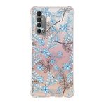 Printify Huawei PSmart 2021 Uyumlu Köşe Korumalı Antişok Kapak Floral Mavi Şekiller Tasarımlı Şeffaf Kılıf