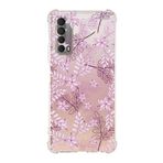 Printify Huawei PSmart 2021 Uyumlu Köşe Korumalı Antişok Kapak Floral Pudra Tasarımlı Şeffaf Kılıf