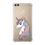 Printify Huawei PSmart Uyumlu Köşe Korumalı Antişok Kapak Unicorn Tasarımlı Şeffaf Kılıf