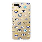 PrintiFy Huawei Y5 2018 ile Uyumlu 1mm Slim Fit Nazar Boncuğu 2 Baskılı Şeffaf Kılıf