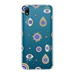 PrintiFy Huawei Y5 2019 ile Uyumlu 1mm Slim Fit Nazar Boncuğu 5 Baskılı Şeffaf Kılıf