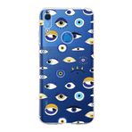 PrintiFy Huawei Y6s ile Uyumlu 1mm Slim Fit Nazar Boncuğu 2 Baskılı Şeffaf Kılıf