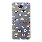 PrintiFy Huawei Y7 2017 ile Uyumlu 1mm Slim Fit Nazar Boncuğu 2 Baskılı Şeffaf Kılıf