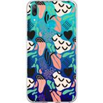 Printify Huawei Y7 2018 İle Uyumlu 1 mm Kapak Memphis Desen Tasarımlı Şeffaf Silikon Cep Telefonu Kılıfı