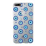 PrintiFy Huawei Y7 2018 ile Uyumlu 1mm Slim Fit Nazar Boncuğu 1 Baskılı Şeffaf Kılıf