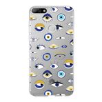 PrintiFy Huawei Y7 2018 ile Uyumlu 1mm Slim Fit Nazar Boncuğu 2 Baskılı Şeffaf Kılıf