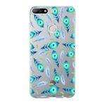 PrintiFy Huawei Y7 2018 ile Uyumlu 1mm Slim Fit Nazar Boncuğu 3 Baskılı Şeffaf Kılıf