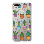 PrintiFy Huawei Y7 2018 ile Uyumlu 1mm Slim Fit Water Color 4 Baskılı Şeffaf Kılıf