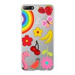PrintiFy Huawei Y7 2018 ile Uyumlu 1mm Slim Fit Water Color 5 Baskılı Şeffaf Kılıf