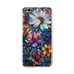 PrintiFy Huawei Y7 2018 ile Uyumlu Vitray Mücevher Flora Tasarımlı Şeffaf Silikon Kılıf