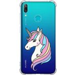 Printify Huawei Y7 2019 Uyumlu Köşe Korumalı Antişok Kapak Unicorn Tasarımlı Şeffaf Kılıf