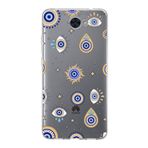 PrintiFy Huawei Y7 ile Uyumlu 1mm Slim Fit Nazar Boncuğu 5 Baskılı Şeffaf Kılıf