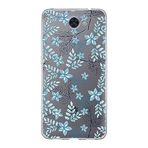 PrintiFy Huawei Y7 ile Uyumlu Kapak Floral Mavi Tasarımlı 1mm Fit Şeffaf Silikon Kılıf