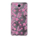 PrintiFy Huawei Y7 ile Uyumlu Kapak Floral Pembe Tasarımlı 1mm Fit Şeffaf Silikon Kılıf