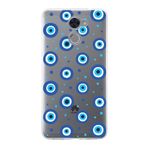 PrintiFy Huawei Y7 Prime ile Uyumlu 1mm Slim Fit Nazar Boncuğu 1 Baskılı Şeffaf Kılıf