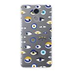 PrintiFy Huawei Y7 Prime ile Uyumlu 1mm Slim Fit Nazar Boncuğu 2 Baskılı Şeffaf Kılıf