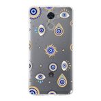 PrintiFy Huawei Y7 Prime ile Uyumlu 1mm Slim Fit Nazar Boncuğu 5 Baskılı Şeffaf Kılıf