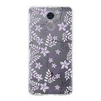 PrintiFy Huawei Y7 Prime ile Uyumlu Kapak Floral Lila Tasarımlı 1mm Fit Şeffaf Silikon Kılıf