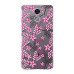 PrintiFy Huawei Y7 Prime ile Uyumlu Kapak Floral Pembe Tasarımlı 1mm Fit Şeffaf Silikon Kılıf