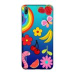 PrintiFy Huawei Y7 Pro 2019 ile Uyumlu 1mm Slim Fit Water Color 5 Baskılı Şeffaf Kılıf