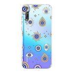 PrintiFy Huawei Y8P ile Uyumlu Nazar Boncuğu 5 Kamera Korumalı Şeffaf Silikon Kılıf