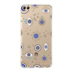 PrintiFy Huawei Y9 2018 ile Uyumlu 1mm Slim Fit Nazar Boncuğu 5 Baskılı Şeffaf Kılıf