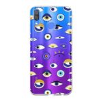 PrintiFy Huawei Y9 2019 ile Uyumlu 1mm Slim Fit Nazar Boncuğu 2 Baskılı Şeffaf Kılıf