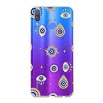 PrintiFy Huawei Y9 2019 ile Uyumlu 1mm Slim Fit Nazar Boncuğu 5 Baskılı Şeffaf Kılıf