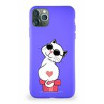 PrintiFy iPhone 11 Pro Max Soft Premier Kapak Coolcat Tasarımlı Silikon Kılıf - Mor