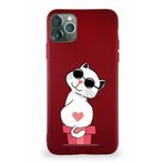 PrintiFy iPhone 11 Pro Max Soft Premier Kapak Coolcat Tasarımlı Silikon Kılıf - Mürdüm