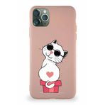 PrintiFy iPhone 11 Pro Max Soft Premier Kapak Coolcat Tasarımlı Silikon Kılıf - Pudra