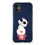 PrintiFy iPhone 11 Soft Premier Kapak Coolcat Tasarımlı Silikon Kılıf - Lacivert