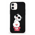 PrintiFy iPhone 12 Mini Soft Premier Kapak Coolcat Tasarımlı Silikon Kılıf - Siyah