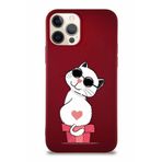 PrintiFy iPhone 12 ProUyumlu Soft Premier Kapak Coolcat Tasarımlı Silikon Kılıf - Mürdüm