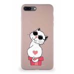 Printify Iphone 8 Plus Uyumlu Soft Premier Kapak Coolcat Tasarımlı Silikon Kılıf - Pudra