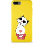 Printify Iphone 8 Plus Uyumlu Soft Premier Kapak Coolcat Tasarımlı Silikon Kılıf - Sarı