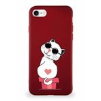 PrintiFy iPhone 8 Soft Premier Kapak Coolcat Tasarımlı Silikon Kılıf - Mürdüm
