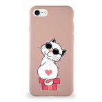 Printify Iphone 8 Soft Premier Kapak Coolcat Tasarımlı Silikon Kılıf - Pudra