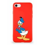 Printify Iphone 8 Softuyumlu Premier Kapak Donald Duck-D Tasarımlı Silikon Kılıf - Kırmızı
