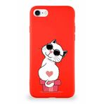 PrintiFy iPhone Se 2022 Soft Premier Kapak Coolcat Tasarımlı Silikon Kılıf - Kırmızı