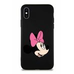 PrintiFy iPhone X Soft Premier Kapak Minnie Mouse-a Tasarımlı Silikon Kılıf - Siyah