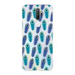 PrintiFy Oppo A5 2020 ile Uyumlu 1mm Slim Fit Nazar Boncuğu 4 Baskılı Şeffaf Kılıf