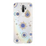PrintiFy Oppo A5 2020 ile Uyumlu 1mm Slim Fit Nazar Boncuğu 5 Baskılı Şeffaf Kılıf