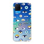 PrintiFy Oppo A54 ile Uyumlu 1mm Slim Fit Nazar Boncuğu 2 Baskılı Şeffaf Kılıf