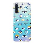 PrintiFy Oppo A91 ile Uyumlu 1mm Slim Fit Nazar Boncuğu 2 Baskılı Şeffaf Kılıf